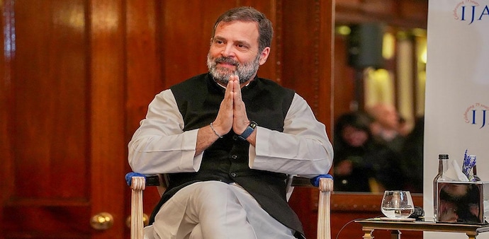 Rahul Gandhi during his interaction with the Indian Journalists' Association in London Rahul Gandhi during his interaction with the Indian Journalists' Association in London
