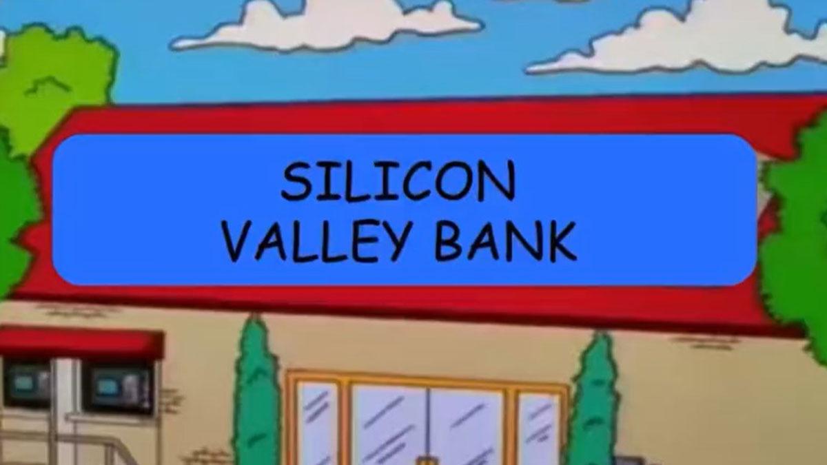 A screenshot of the altered Silicon Valley Bank on The Simpsons A screenshot of the altered Silicon Valley Bank on The Simpsons