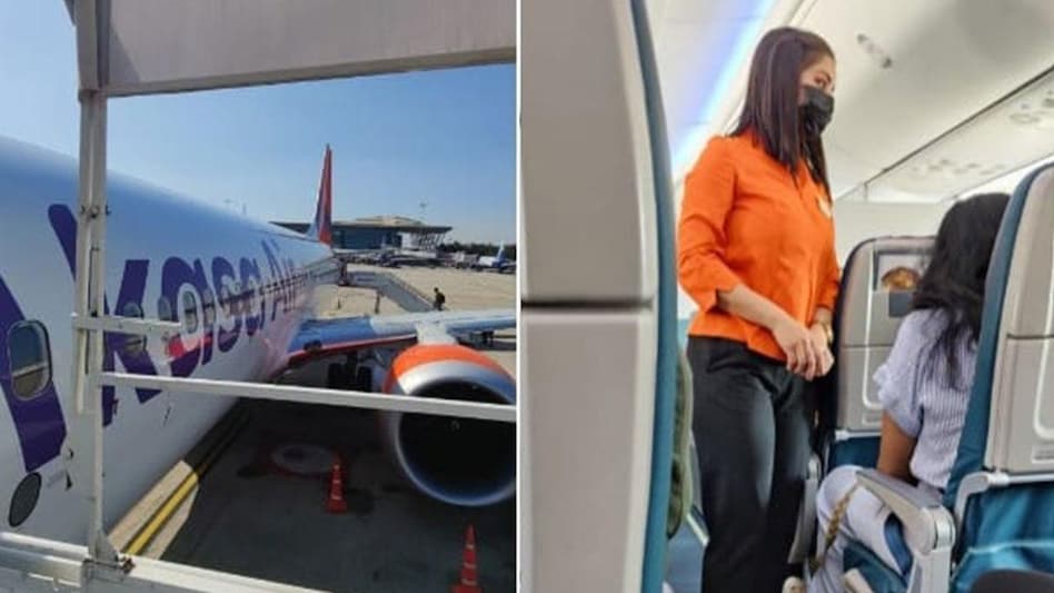 A LinkedIn user uploaded a picture of an Akasa Air cabin crew member dressed comfortably, showcasing the airline's distinctive approach to uniform design A LinkedIn user uploaded a picture of an Akasa Air cabin crew member dressed comfortably, showcasing the airline's distinctive approach to uniform design