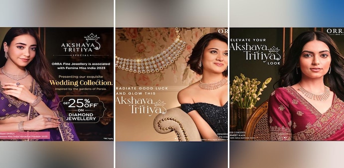 Orra posted a series of ads for special offers on its diamond sets on the occasion of Akshaya Tritiya yesterday. Orra posted a series of ads for special offers on its diamond sets on the occasion of Akshaya Tritiya yesterday.