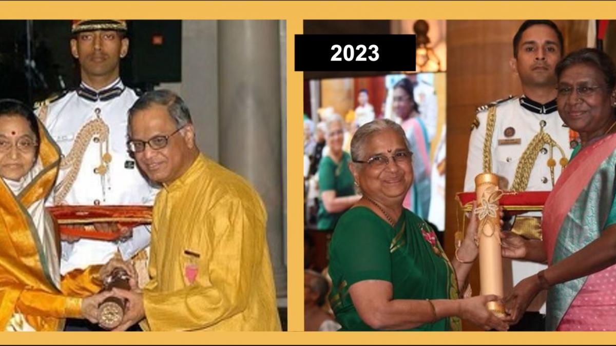 NR Narayana Murthy was conferred with the Padma Vibhushan in 2008 and Sudha Murty was honoured with the Padma Bhushan on Wednesday NR Narayana Murthy was conferred with the Padma Vibhushan in 2008 and Sudha Murty was honoured with the Padma Bhushan on Wednesday