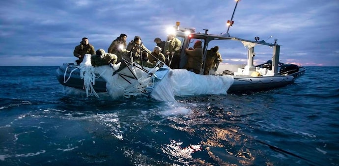 The US military collected the remnants of a Chinese high-altitude surveillance balloon shot down by an Air Force fighter. The US military collected the remnants of a Chinese high-altitude surveillance balloon shot down by an Air Force fighter.