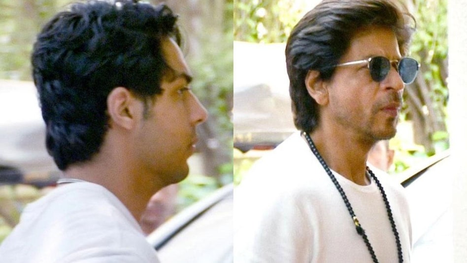 Shah Rukh Khan and Aryan Khan at Pamela Chopra's funeral Shah Rukh Khan and Aryan Khan at Pamela Chopra's funeral