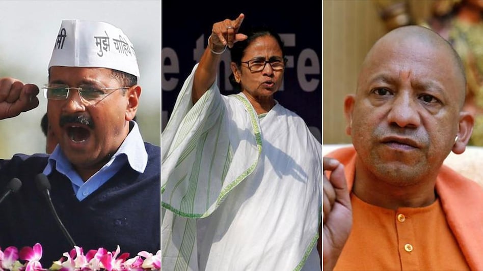 Chief ministers Yogi Adityanath, Arvind Kejriwal, Mamata Banerjee Chief ministers Yogi Adityanath, Arvind Kejriwal, Mamata Banerjee