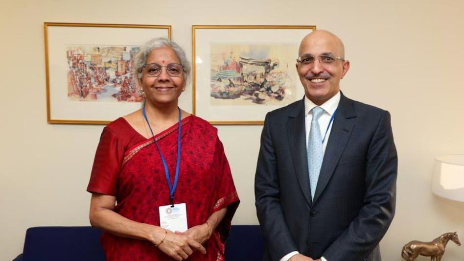 FM Sitharaman with Saudi counterpart Mohammed Aljadaan (Image: @FinMinIndia/Twitter) FM Sitharaman with Saudi counterpart Mohammed Aljadaan (Image: @FinMinIndia/Twitter)