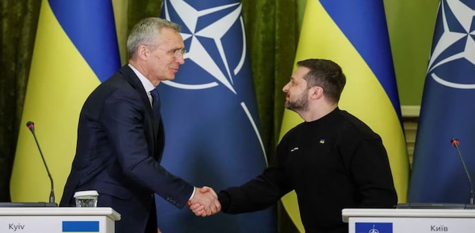 He pledged continued military support for Ukraine, saying that, so far, NATO allies had trained tens of thousands of Ukrainian troops and provided 65 billion euros ($71.31 billion) of military aid alone He pledged continued military support for Ukraine, saying that, so far, NATO allies had trained tens of thousands of Ukrainian troops and provided 65 billion euros ($71.31 billion) of military aid alone