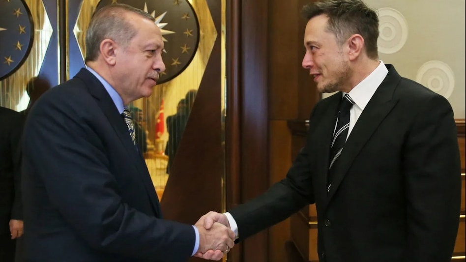 Turkey’s President Recep Tayyip Erdogan, left, shakes hands with Elon Musk, right, Tesla and SpaceX CEO during a meeting in 2017 Turkey’s President Recep Tayyip Erdogan, left, shakes hands with Elon Musk, right, Tesla and SpaceX CEO during a meeting in 2017