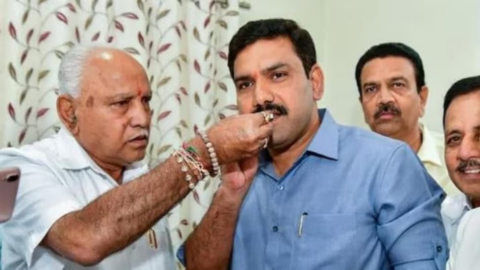 Former Karnataka chief minister and veteran BJP leader BS Yediyurappa and his son BY Vijayendra
