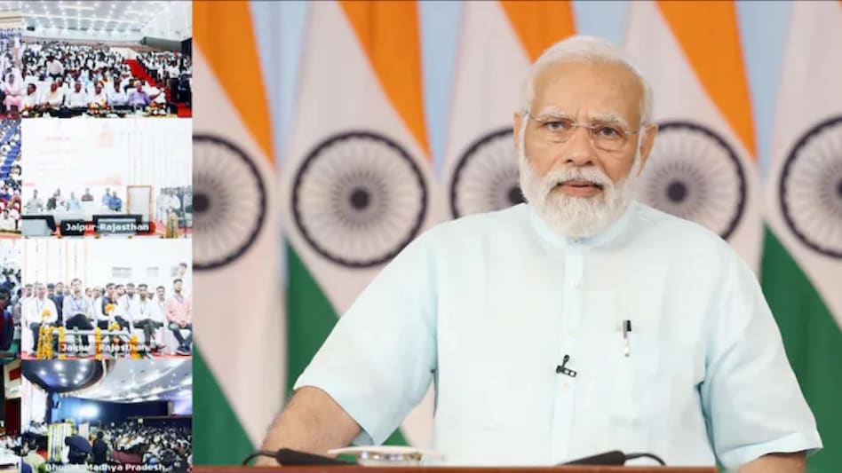 PM Modi addressed the newly inducted recruits via video conferencing. PM Modi addressed the newly inducted recruits via video conferencing.