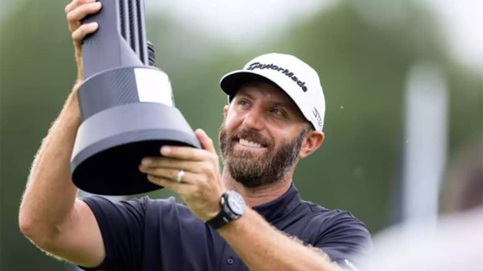 LIV Golf Tulsa individual winner Dustin Johnson of the US and the 4Aces holds up his trophy at Broken Arrow, Oklahoma, on Sunday. Image courtesy livgolf.com. LIV Golf Tulsa individual winner Dustin Johnson of the US and the 4Aces holds up his trophy at Broken Arrow, Oklahoma, on Sunday. Image courtesy livgolf.com.