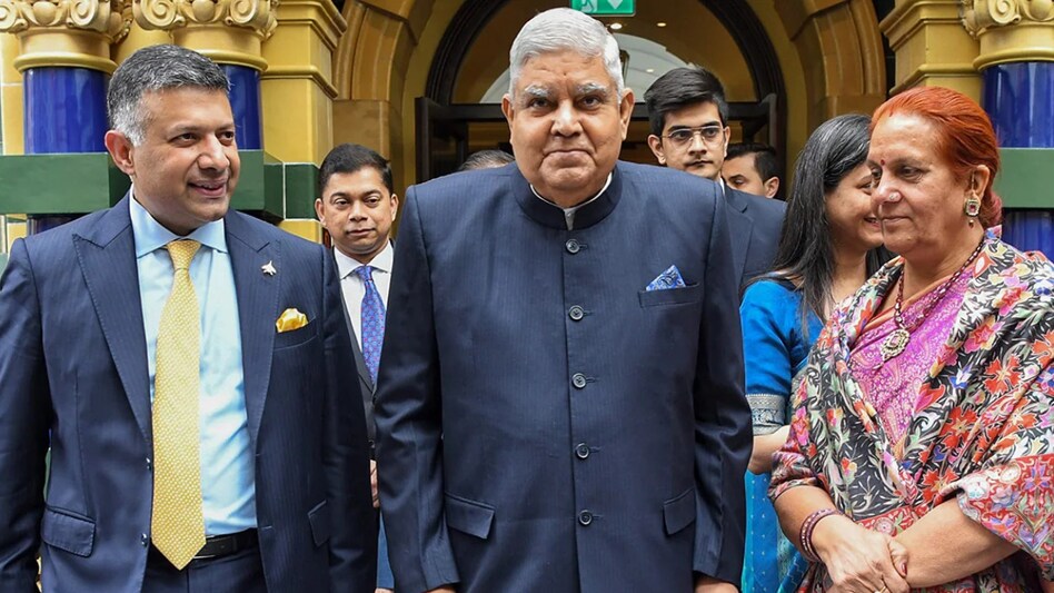 Dhankhar and his wife sat at the ceremony alongside other Commonwealth Heads of State Dhankhar and his wife sat at the ceremony alongside other Commonwealth Heads of State