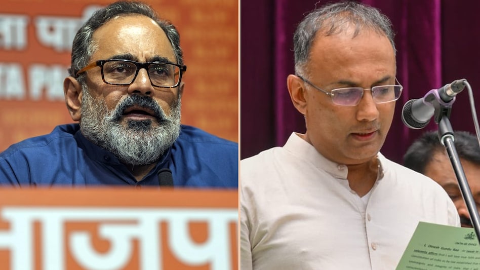 'Dinesh Gundu Rao is either lying or...': Rajeev Chandrasekhar takes a jibe at Karnataka minister's 'Sangh Parivar' comment 'Dinesh Gundu Rao is either lying or...': Rajeev Chandrasekhar takes a jibe at Karnataka minister's 'Sangh Parivar' comment