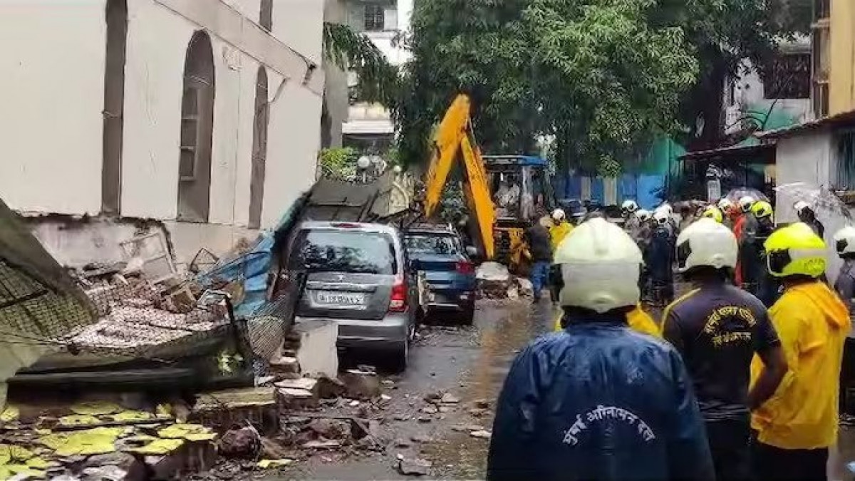 Mumbai rains: 3 trapped after portion of building collapses in Ghatkopar