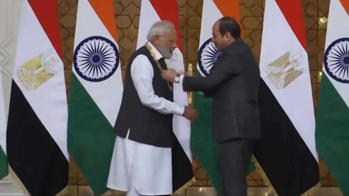PM Modi conferred with Egypt's highest state honour, 'Order of the Nile' PM Modi conferred with Egypt's highest state honour, 'Order of the Nile'