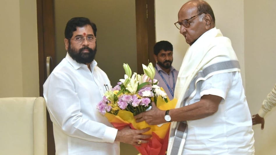 NCP chief Sharad Pawar meets Maharashtra CM Eknath Shinde NCP chief Sharad Pawar meets Maharashtra CM Eknath Shinde