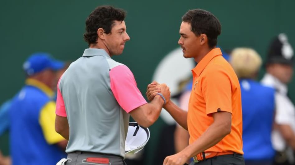 Good friends Rory McIlroy (left) and Rickie Fowler share a few words after the third round of the US Open at the Los Angeles Country Club on Saturday. Image courtesy Twitter Good friends Rory McIlroy (left) and Rickie Fowler share a few words after the third round of the US Open at the Los Angeles Country Club on Saturday. Image courtesy Twitter