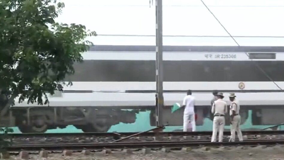 Puri Vande Bharat passes through triple train accident site in Balasore after tracks restoration Puri Vande Bharat passes through triple train accident site in Balasore after tracks restoration