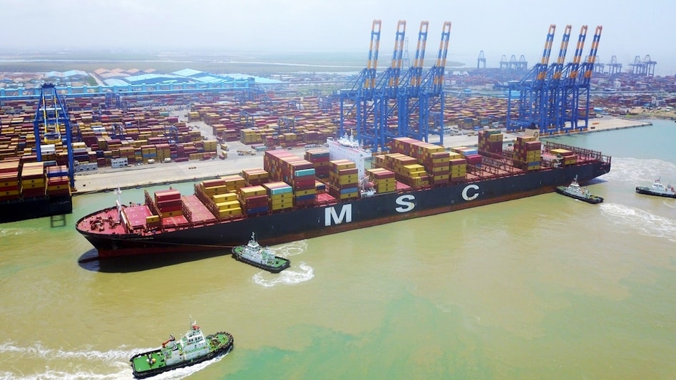 The MV MSC Hamburg equals the size of four football fields and is a container ship built in 2015. The MV MSC Hamburg equals the size of four football fields and is a container ship built in 2015.