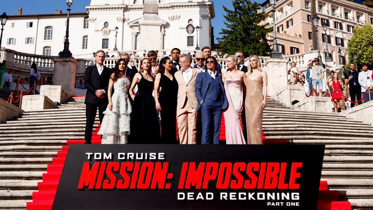 Cast members of "Mission: Impossible - Dead Reckoning" pose ahead of the world premiere of the movie, at the Spanish Steps, in Rome, Italy Cast members of "Mission: Impossible - Dead Reckoning" pose ahead of the world premiere of the movie, at the Spanish Steps, in Rome, Italy