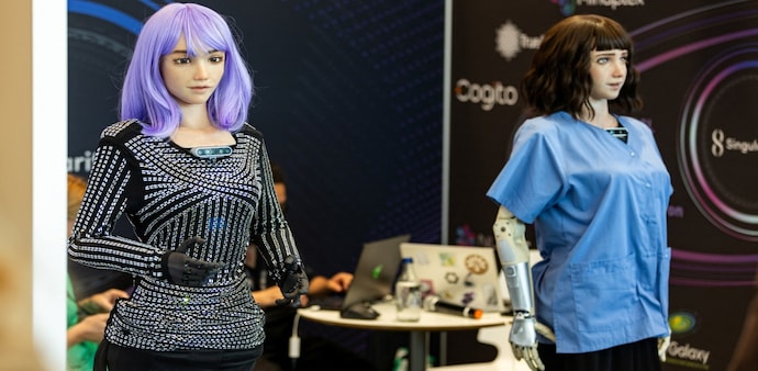Humanoid robot 'Desmona' is pictured at AI for Good Global Summit in Geneva, Switzerland Humanoid robot 'Desmona' is pictured at AI for Good Global Summit in Geneva, Switzerland