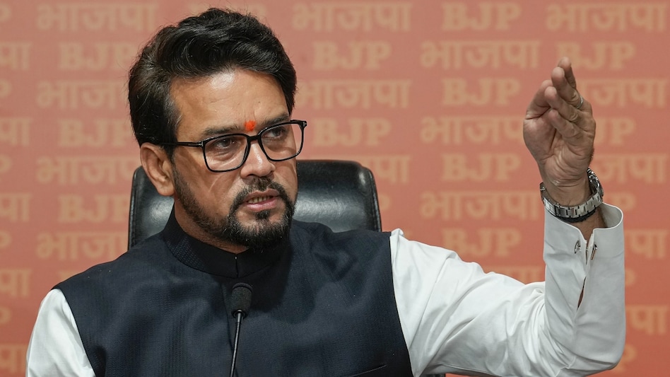 Union Minister Anurag Thakur addresses a press conference at BJP headquarters in New Delhi Union Minister Anurag Thakur addresses a press conference at BJP headquarters in New Delhi
