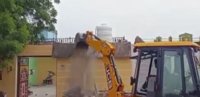 Today, the bulldozer rolled over and razed parts of property owned by Shukla. Today, the bulldozer rolled over and razed parts of property owned by Shukla.