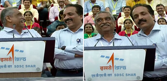 Chandrayaan 3 mission director Mohan Kumar and ISRO chief S Somanath Chandrayaan 3 mission director Mohan Kumar and ISRO chief S Somanath