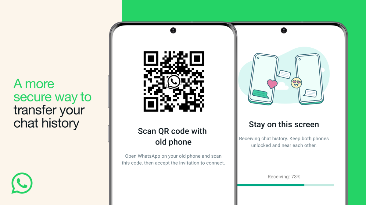 WhatsApp users can now transfer chats from one phone to another simply by scanning a QR code WhatsApp users can now transfer chats from one phone to another simply by scanning a QR code
