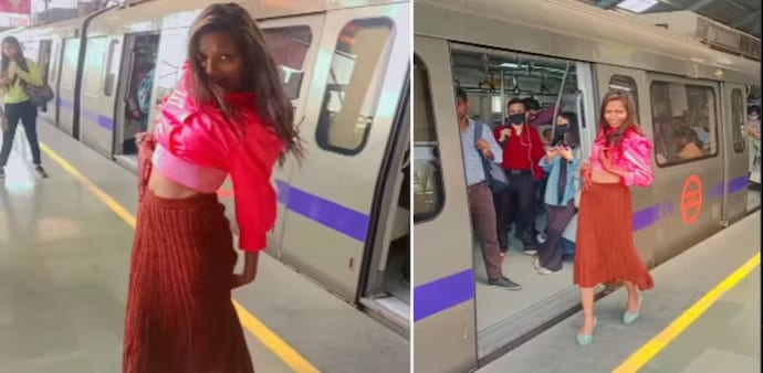 A video that has gone viral on social media shows an influencer dancing to Lata Mangeshkar’s song on Delhi Metro platform A video that has gone viral on social media shows an influencer dancing to Lata Mangeshkar’s song on Delhi Metro platform