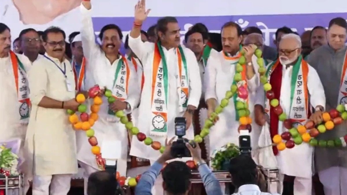 Maharashtra's Deputy CM Ajit Pawar and leaders of his faction display a show of strength (Image: ANI) Maharashtra's Deputy CM Ajit Pawar and leaders of his faction display a show of strength (Image: ANI)