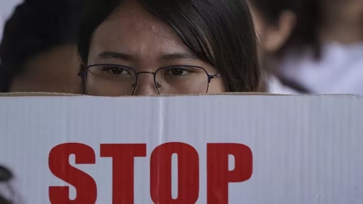 In the video, two tribal women can be seen being made to walk naked down a road by an agitated mob in the Senapati district. In the video, two tribal women can be seen being made to walk naked down a road by an agitated mob in the Senapati district.