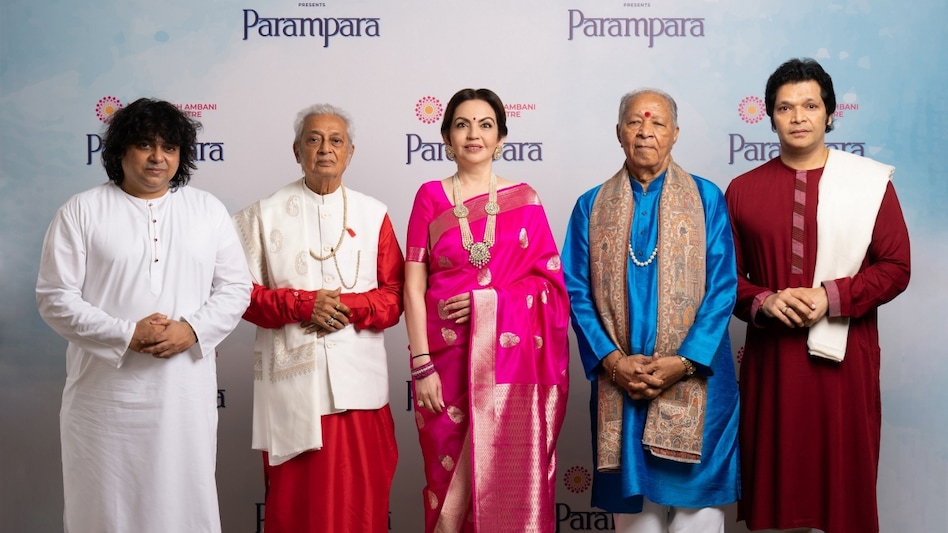 Nita Ambani at the Nita Mukesh Ambani Cultural Centre (NMACC) with the artists for Parampara event Nita Ambani at the Nita Mukesh Ambani Cultural Centre (NMACC) with the artists for Parampara event