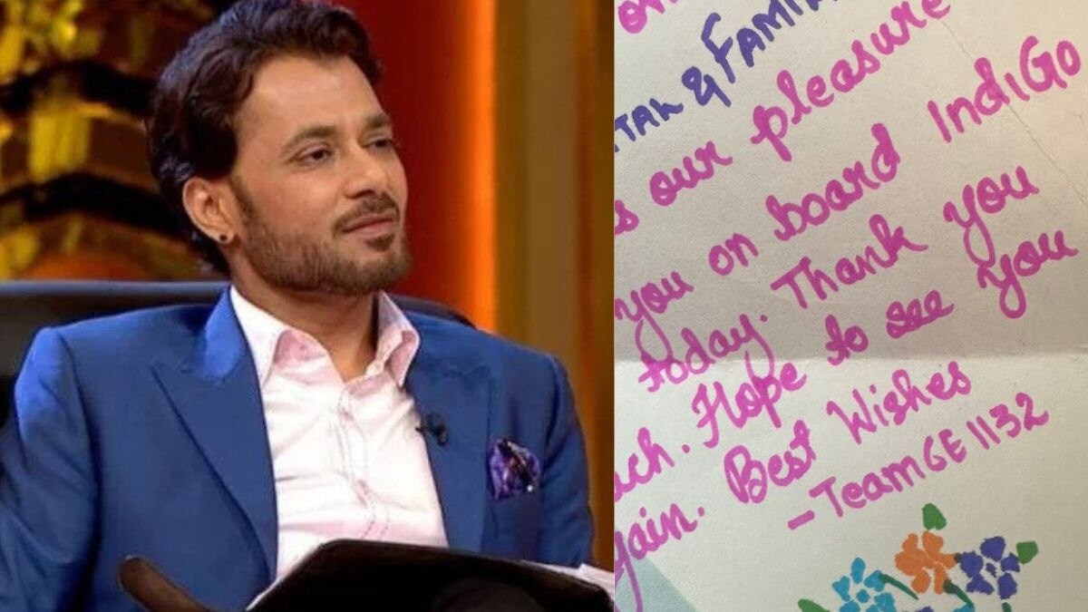 Mittal was pleasantly surprised by a sweet note from the IndiGo flight crew. Mittal was pleasantly surprised by a sweet note from the IndiGo flight crew.