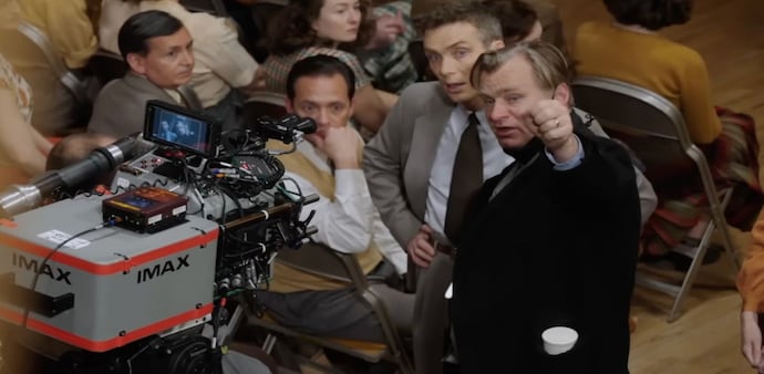 Christopher Nolan and Cillian Murphy behind the scenes of Oppenheimer (picture: IMAX) Christopher Nolan and Cillian Murphy behind the scenes of Oppenheimer (picture: IMAX)