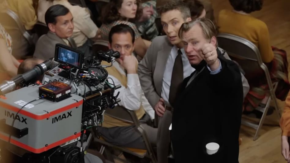 Christopher Nolan and Cillian Murphy behind the scenes of Oppenheimer (picture: IMAX) Christopher Nolan and Cillian Murphy behind the scenes of Oppenheimer (picture: IMAX)