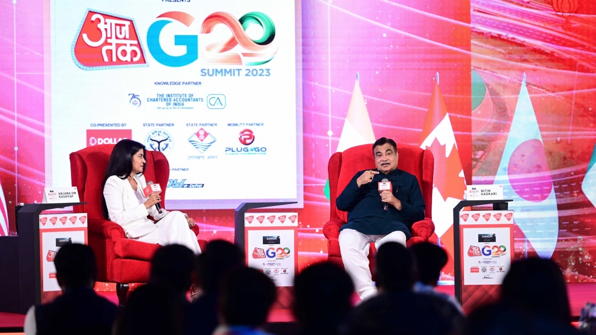 Union Minister Nitin Gadkari at the Aaj Tak G20 Summit event | Photo: Hardik Chhabra Union Minister Nitin Gadkari at the Aaj Tak G20 Summit event | Photo: Hardik Chhabra
