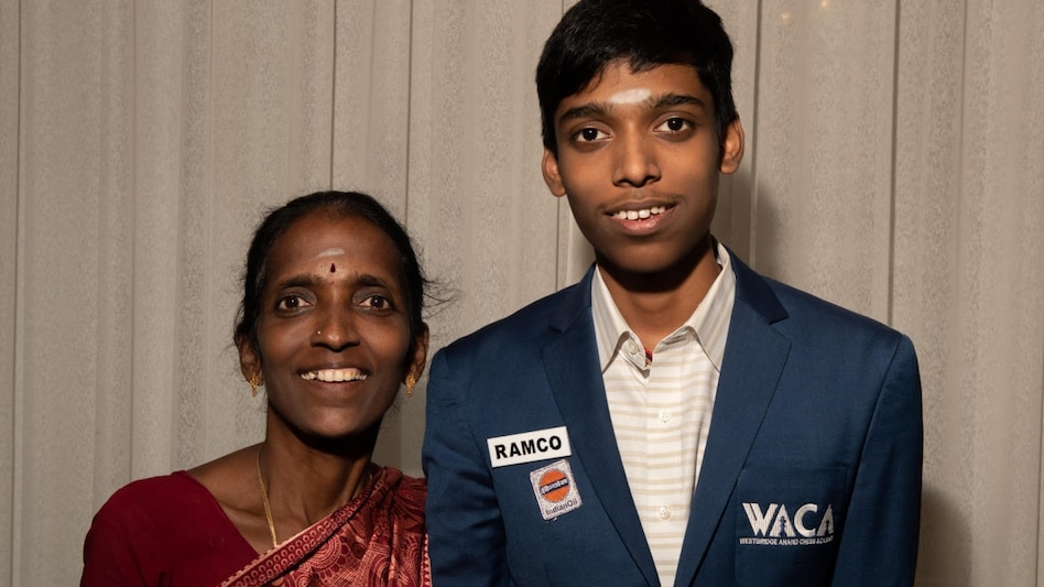 R Praggnanandhaa with his mother, Nagalakshmi R Praggnanandhaa with his mother, Nagalakshmi
