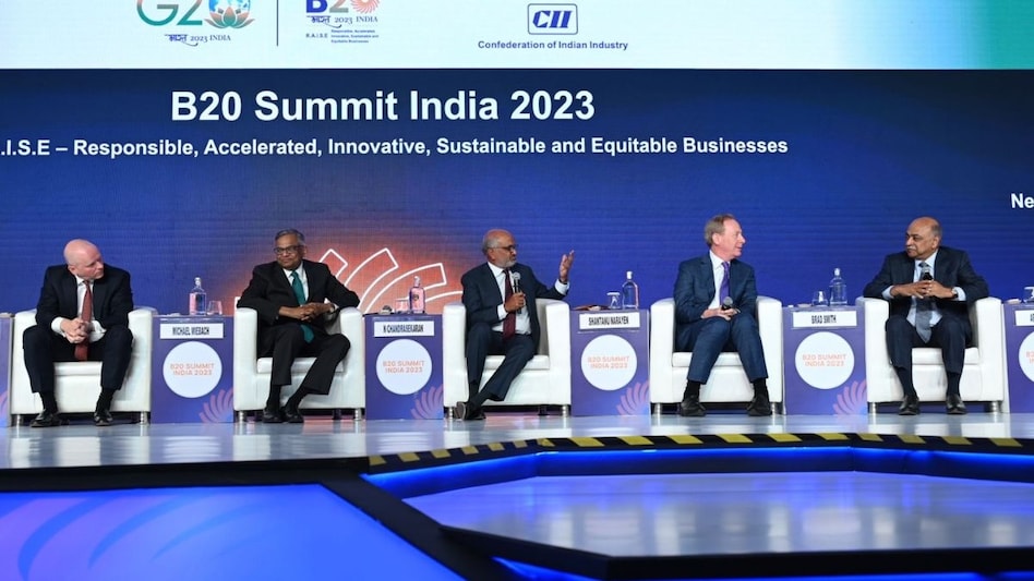 N Chandrasekaran, Chair, B20 India and Executive Chairman, Tata Sons, captured his excitement in a quick simple line. (Photo: Hardik Chhabra) N Chandrasekaran, Chair, B20 India and Executive Chairman, Tata Sons, captured his excitement in a quick simple line. (Photo: Hardik Chhabra)