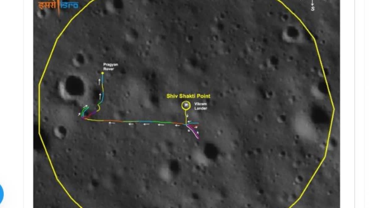 On Wednesday, Chandrayaan-3 mission's Pragyan rover clicked an image of the Vikram lander, ISRO said. On Wednesday, Chandrayaan-3 mission's Pragyan rover clicked an image of the Vikram lander, ISRO said.