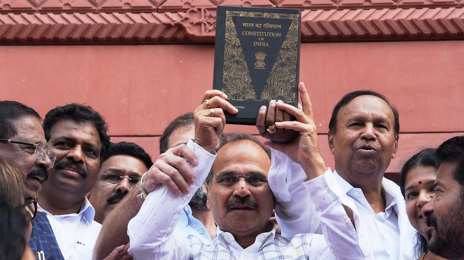 Adhir Ranjan Chowdhury with the Constitution of India Adhir Ranjan Chowdhury with the Constitution of India