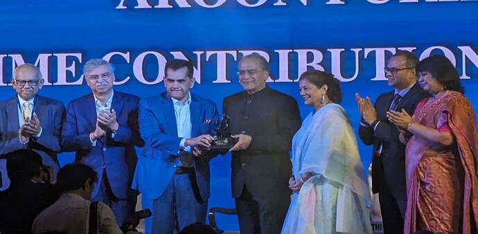 Aroon Purie, Chairman and Editor-in-Chief of India Today Group, being conferred with AIMA's Managing India award by India's G20 Sherpa Amitabh Kant Aroon Purie, Chairman and Editor-in-Chief of India Today Group, being conferred with AIMA's Managing India award by India's G20 Sherpa Amitabh Kant