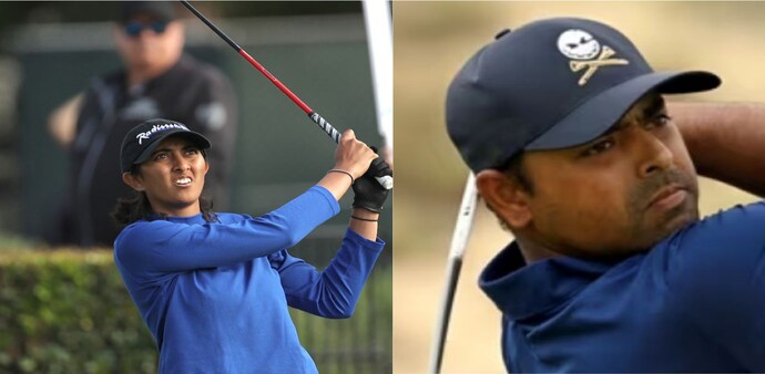 File photo of Aditi Ashok and Anirban Lahiri. Image courtesy IGU. File photo of Aditi Ashok and Anirban Lahiri. Image courtesy IGU.