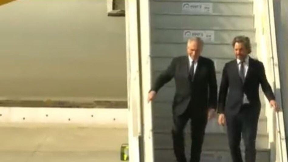 Argentinian President Alberto Fernández arrived in Delhi on Friday (Image: ANI) Argentinian President Alberto Fernández arrived in Delhi on Friday (Image: ANI)