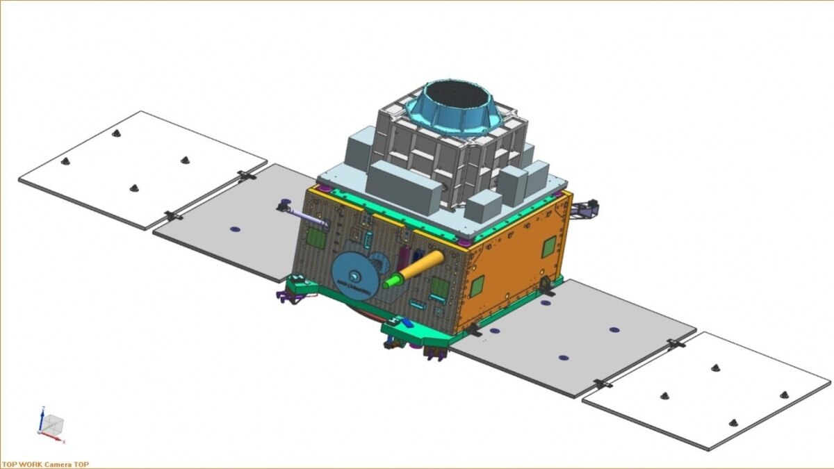 X-ray Polarimeter satellite (XPoSat) in deployed configuration X-ray Polarimeter satellite (XPoSat) in deployed configuration