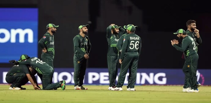 Pakistan team on Friday after losing their match against South Africa. Pakistan team on Friday after losing their match against South Africa.