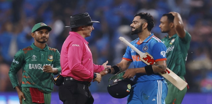 India vs Bangladesh World Cup 2023: Virat Kohli smashes a century as the 'Men in Blue' register their 4th consecutive win India vs Bangladesh World Cup 2023: Virat Kohli smashes a century as the 'Men in Blue' register their 4th consecutive win