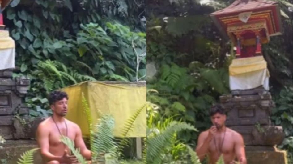 A foreign visitor was filmed meditating naked at a Hindu shrine in Bali A foreign visitor was filmed meditating naked at a Hindu shrine in Bali