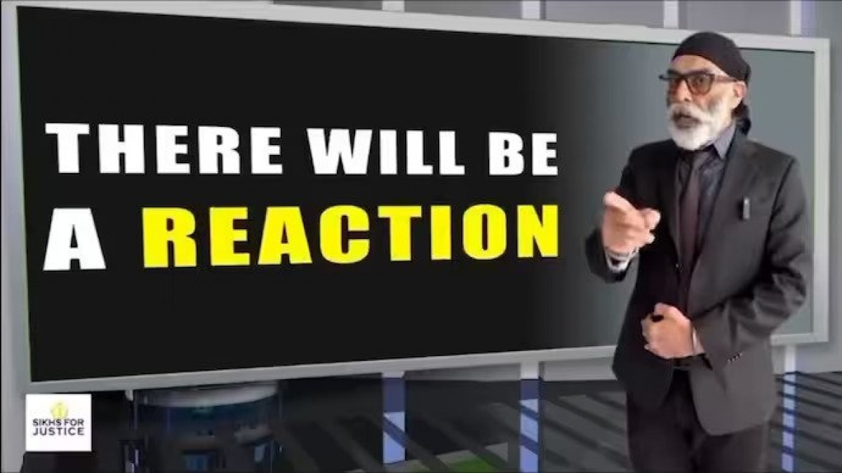 While making a shooting gesture at the camera, Pannun said, ‘India, choice is yours. Ballot or bullet’ While making a shooting gesture at the camera, Pannun said, ‘India, choice is yours. Ballot or bullet’