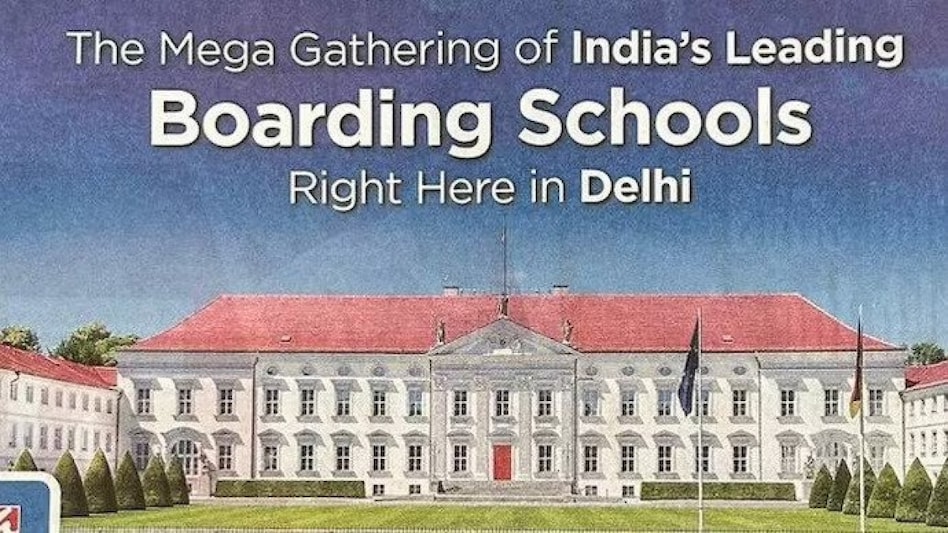 After finding that ad in a Delhi newspaper, Ackermann pointed out the error and shared on a post via his social media account on X (formerly Twitter). He said the purported building in the ad is not a boarding school After finding that ad in a Delhi newspaper, Ackermann pointed out the error and shared on a post via his social media account on X (formerly Twitter). He said the purported building in the ad is not a boarding school