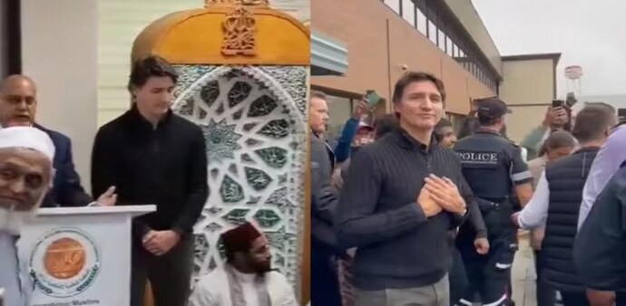 People assembled at the mosque yelled "shame" at Trudeau People assembled at the mosque yelled "shame" at Trudeau